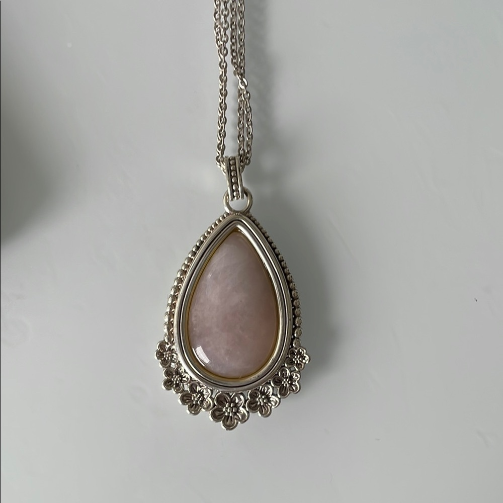 Brighton Elegant Silver and Pink Teardrop Pendant Necklace